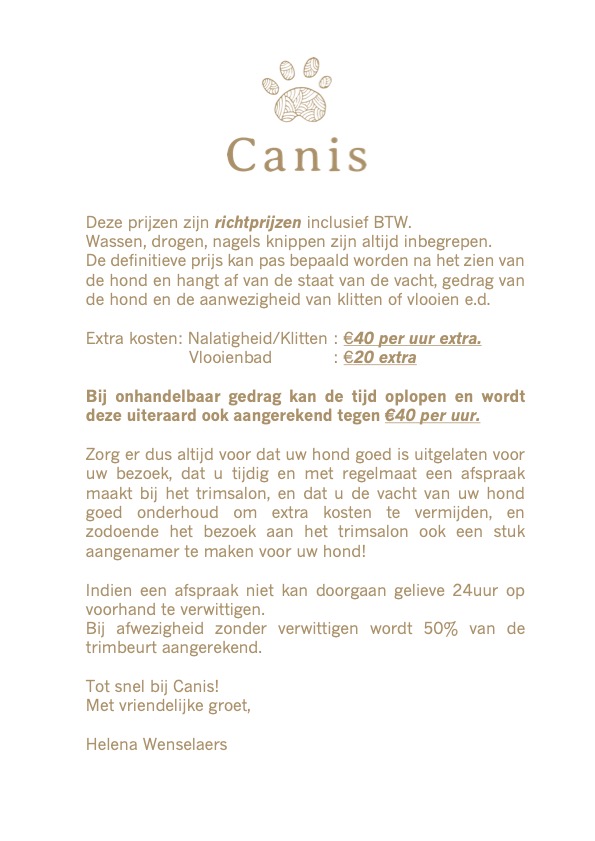 hondentrimmers Zandvliet | Canis Hondentrimsalon